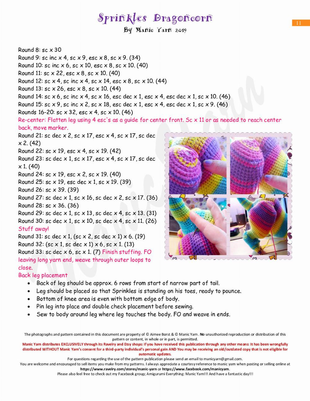 Sprinkles Dragoncorn crochet pattern