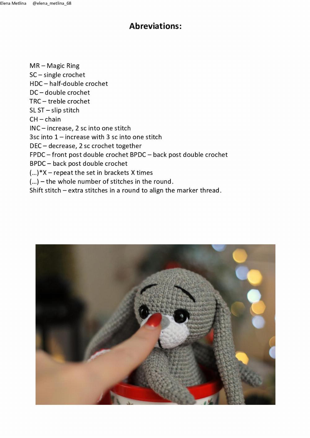 "Stephanie the Bunny" Crochet pattern