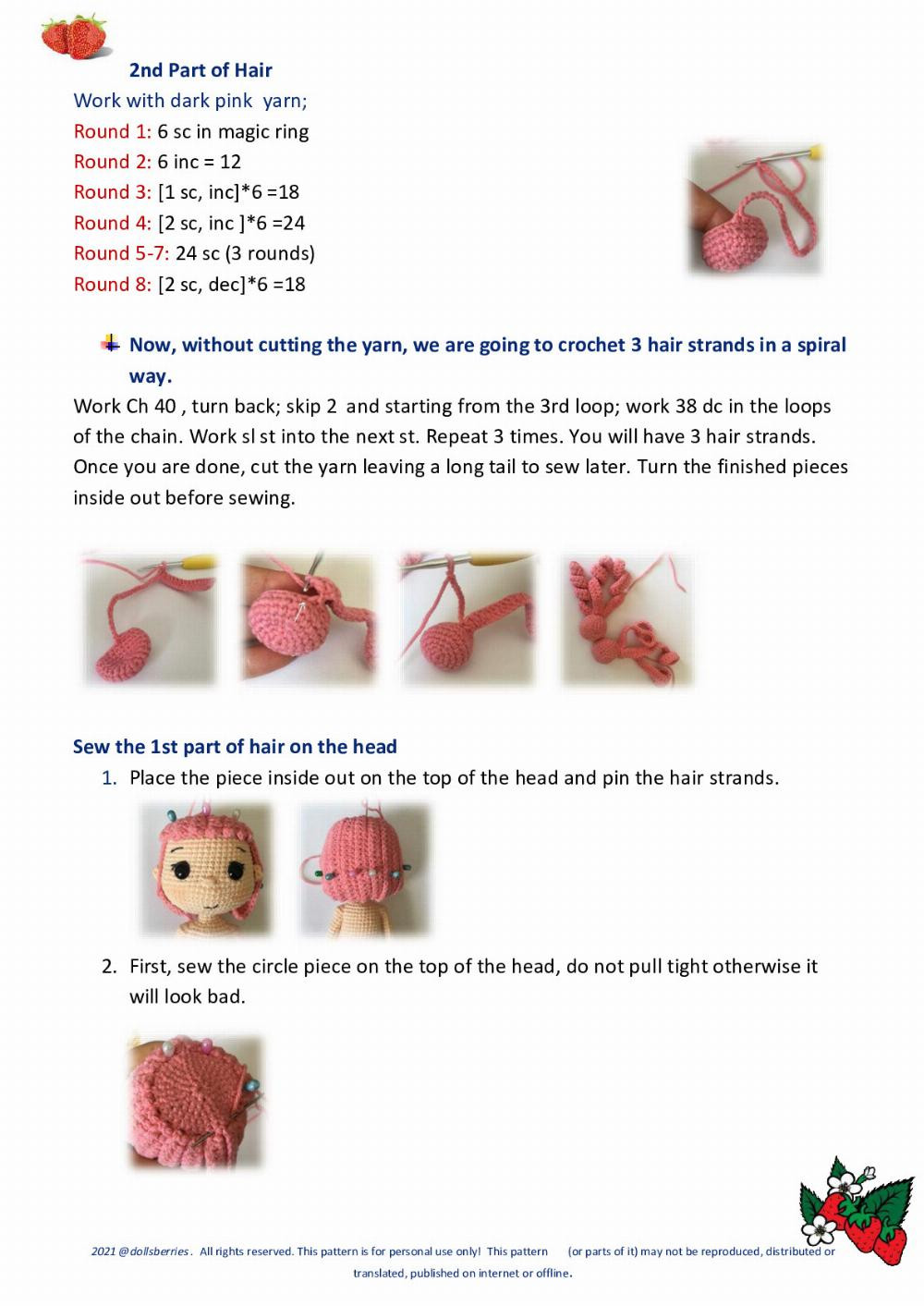 strawberry girl doll pattern