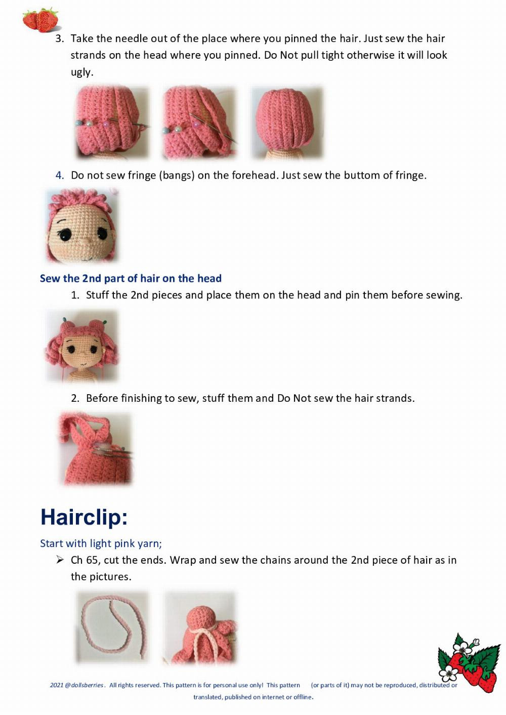 strawberry girl doll pattern