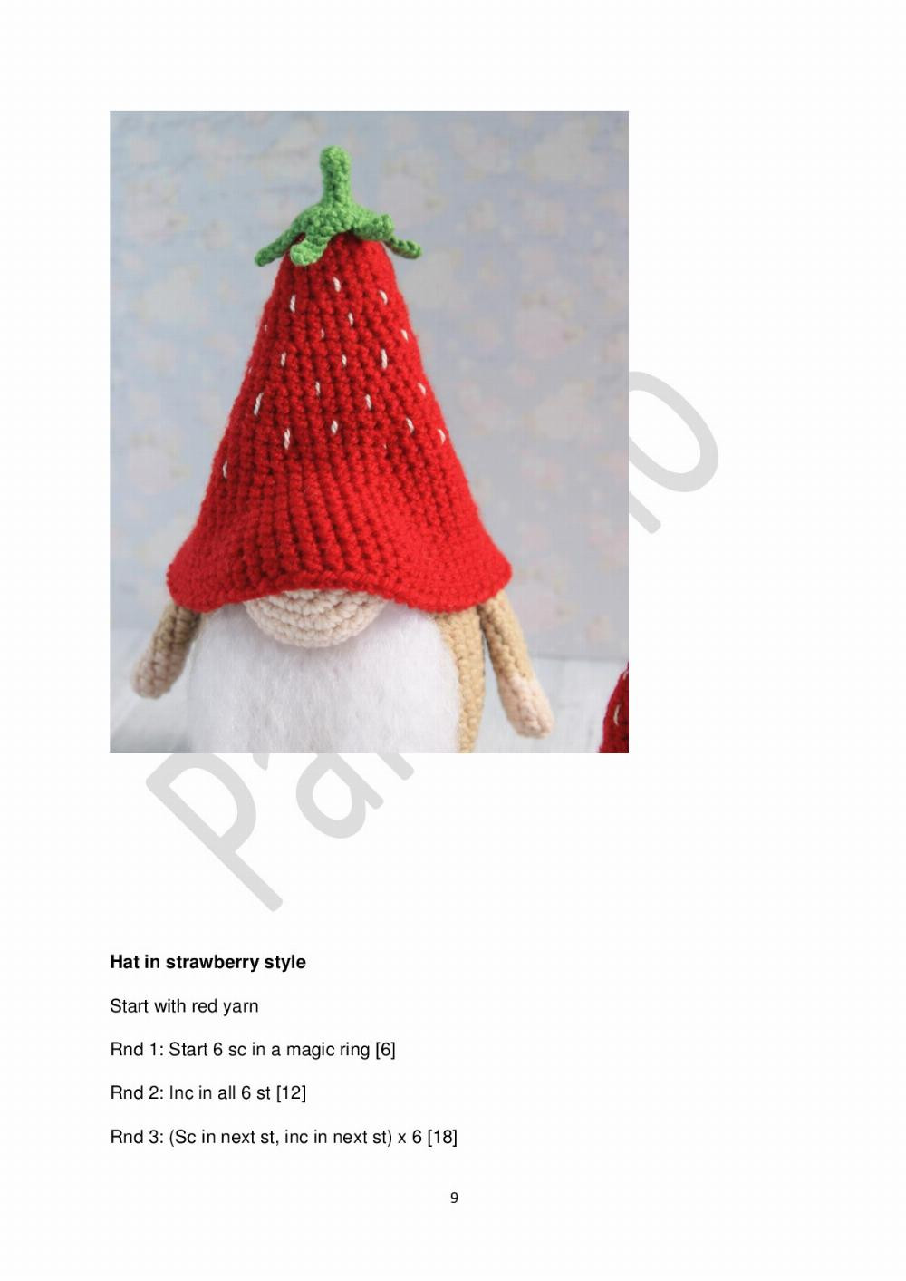 Strawberry gnome pattern