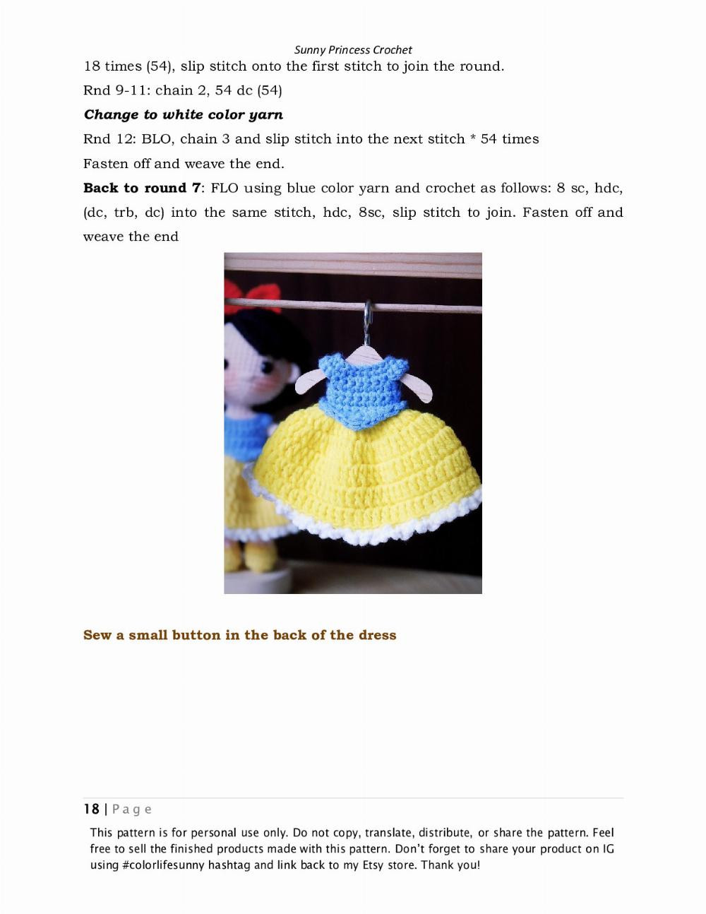 Sunny Princess Crochet SNOW WHITE CROCHET PATTERN