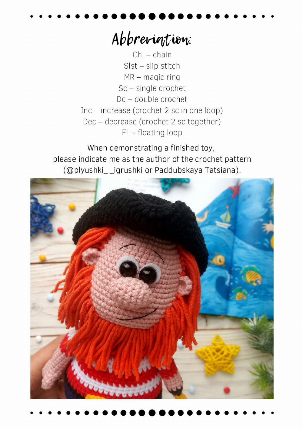 TATSIANA PADDUBSKAYA’S CROCHET PATTERN Pirate Plyushki Toys Patterns