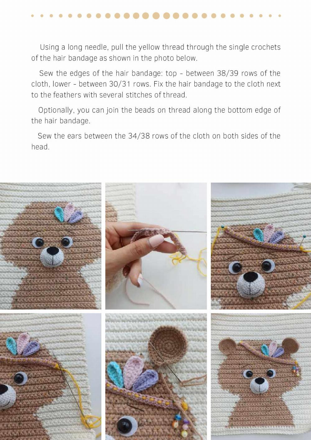 TATSIANA PADDUBSKAYA’S CROCHET PATTERN Wall Hanging "Teddy bear-indian"