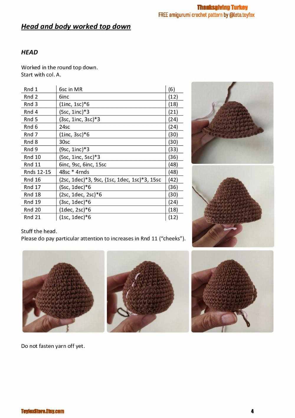 Thanksgiving Turkey FREE crochet amigurumi pattern