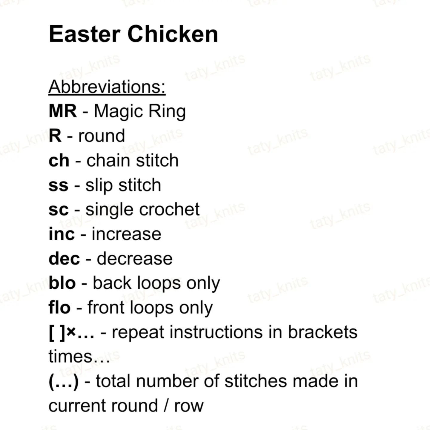 three easter chicken crochet pattern