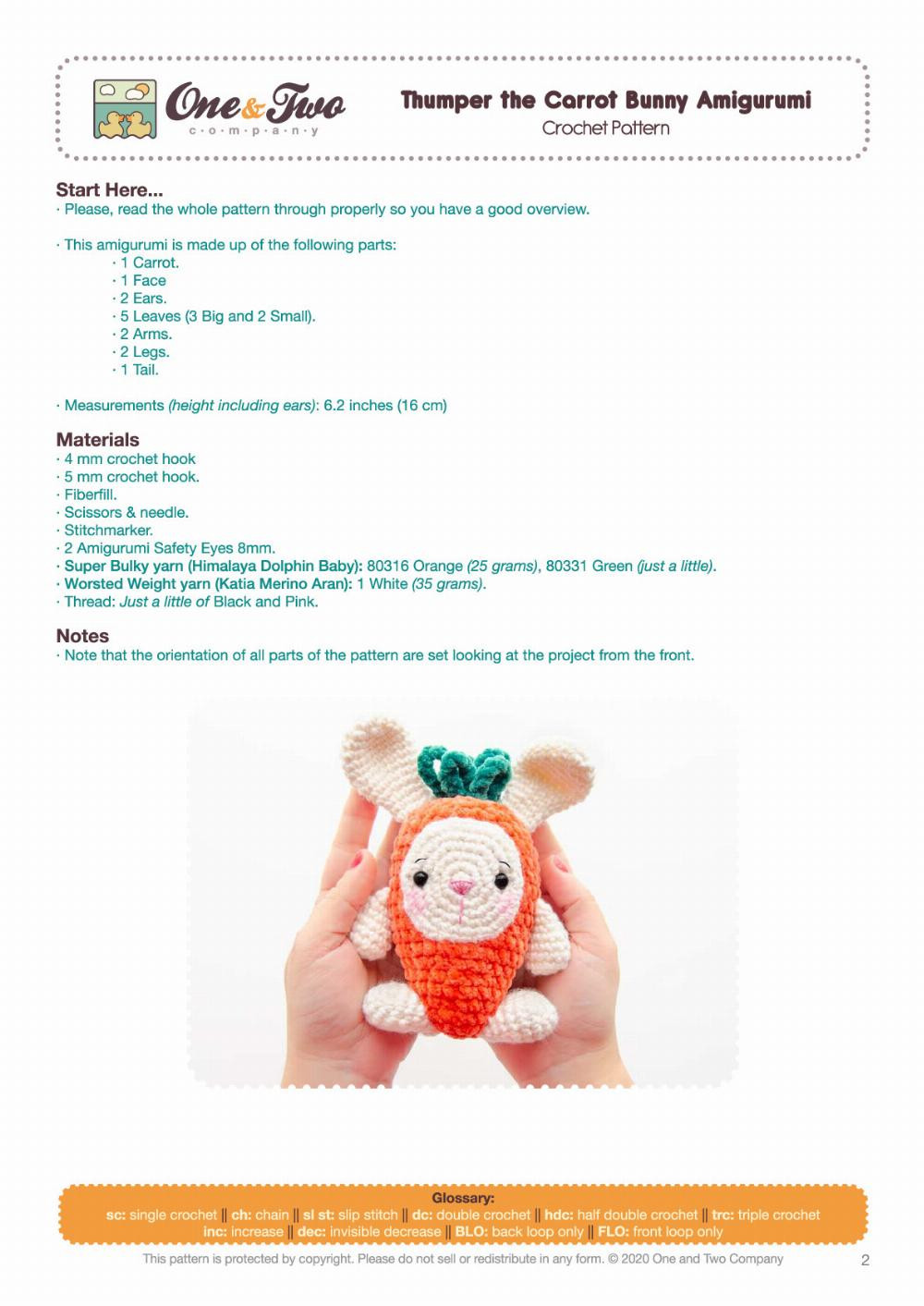 thumper the carot bunny amigurumi