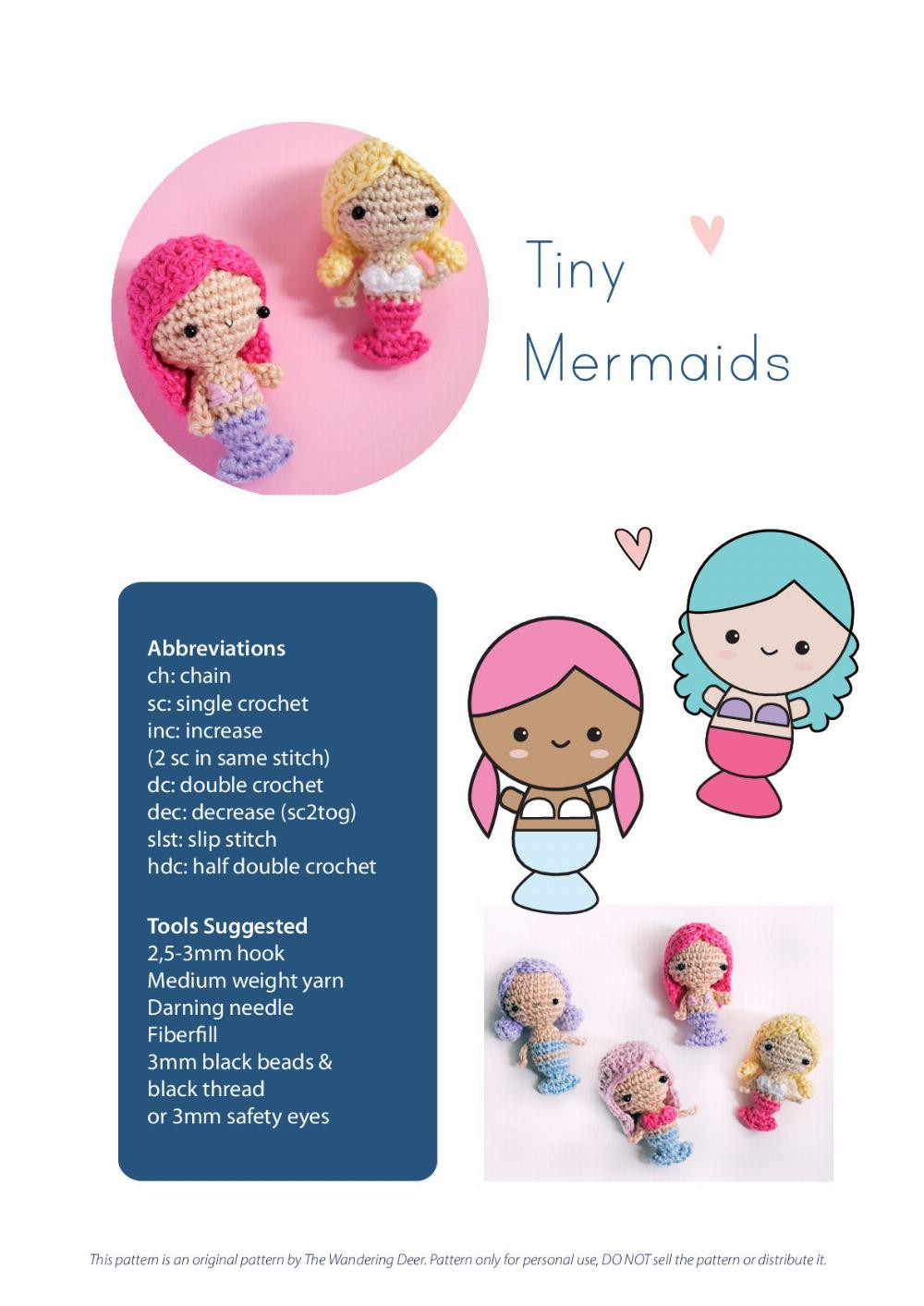 Tiny Mermaids crochet amigurumi pattern