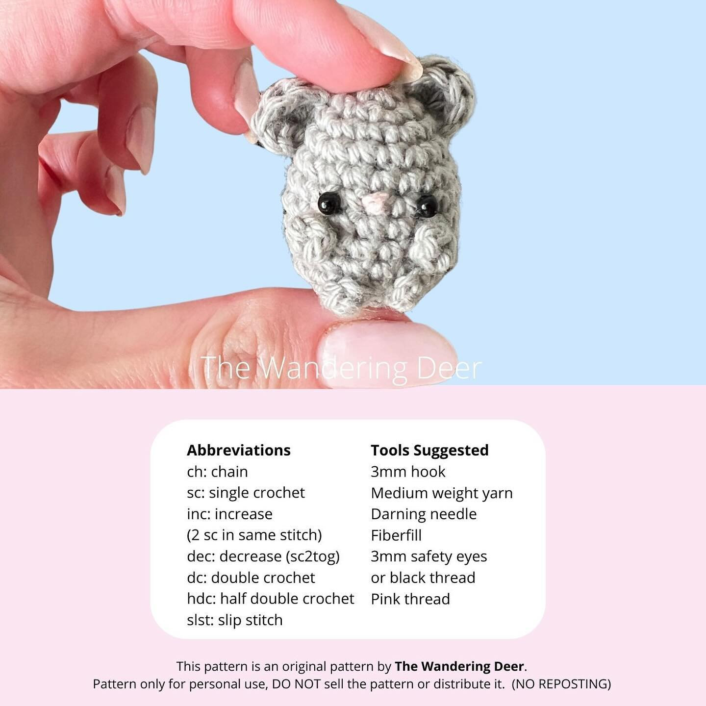 tiny mouse free pattern