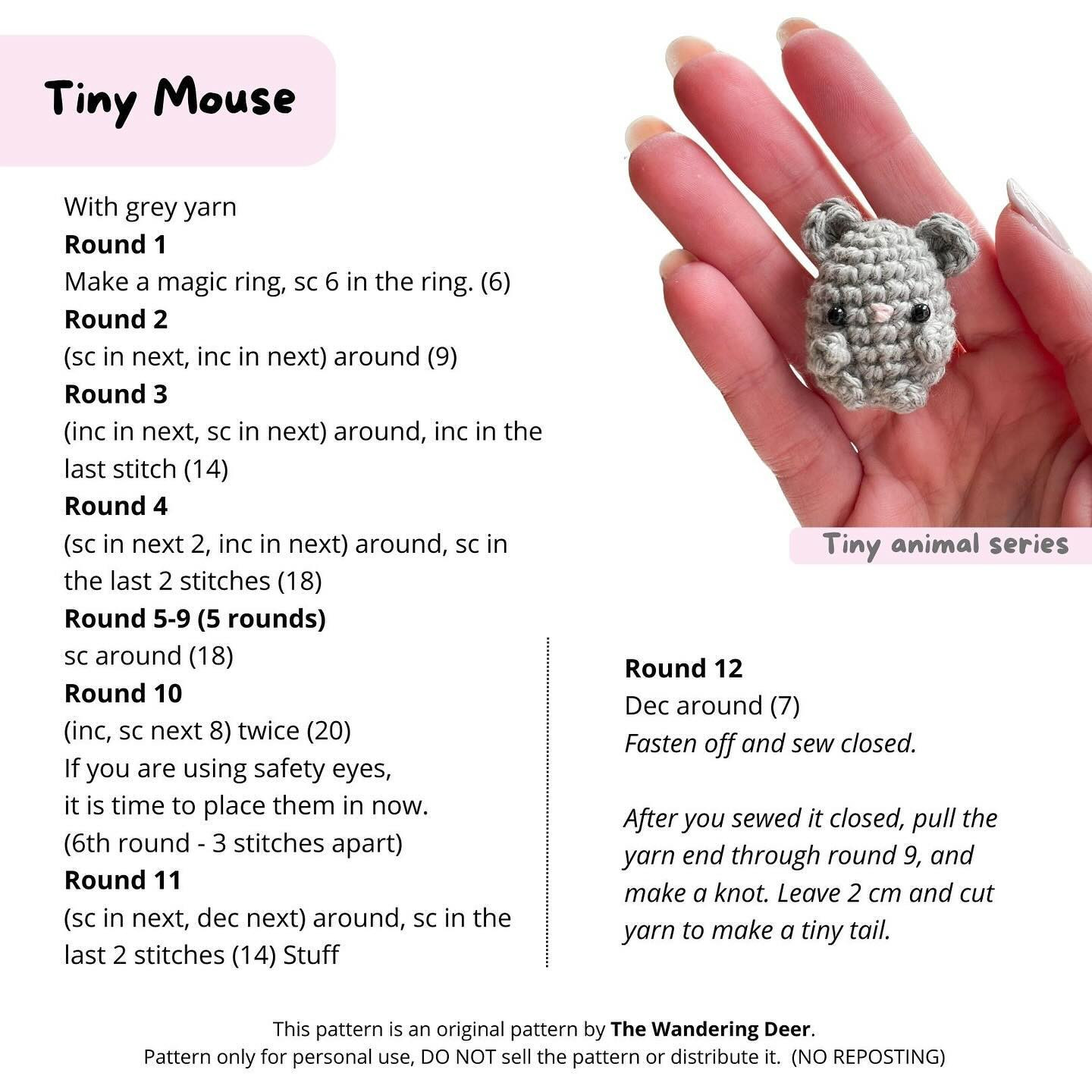 tiny mouse free pattern