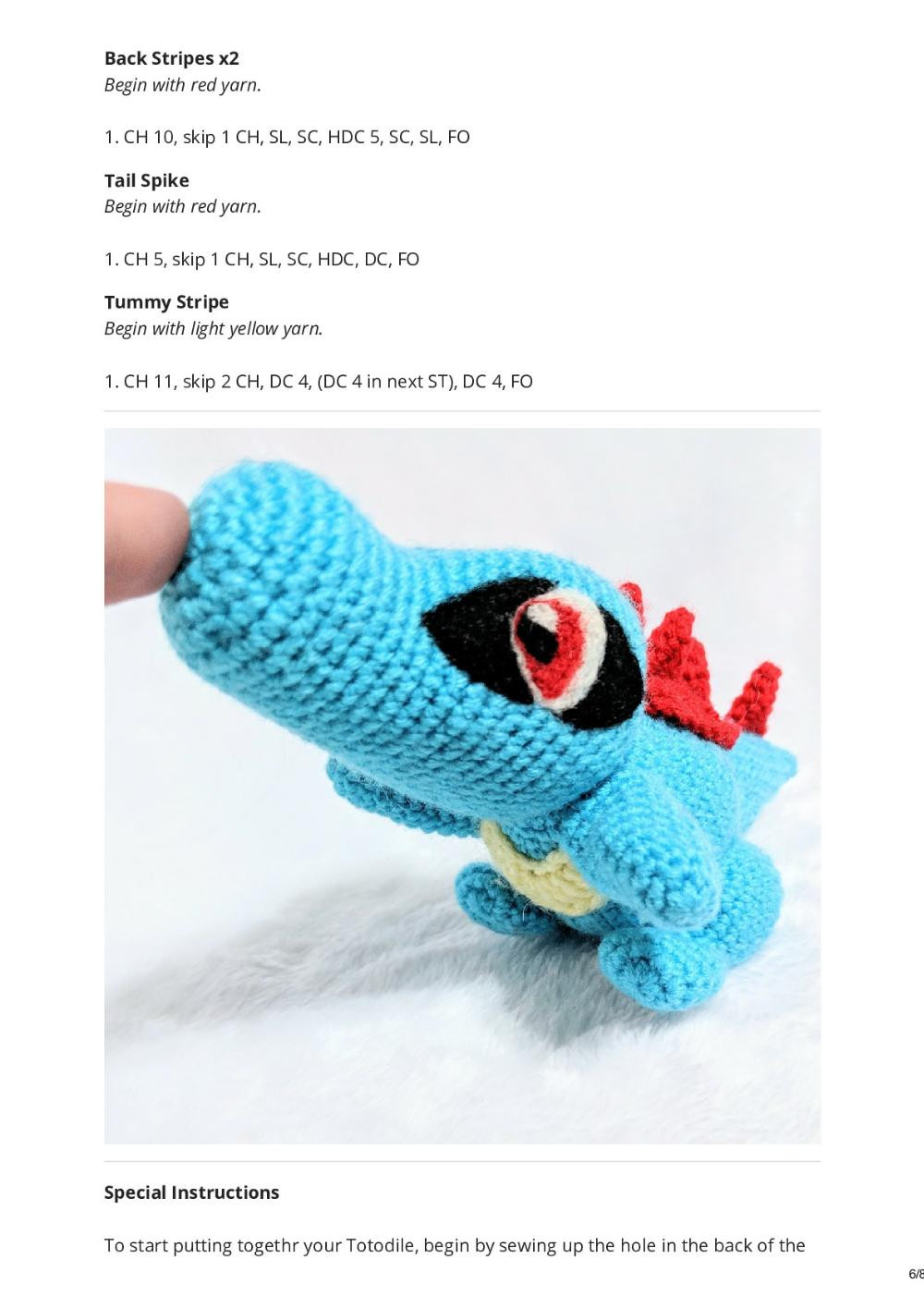 Totodile Amigurumi Pattern crocodile