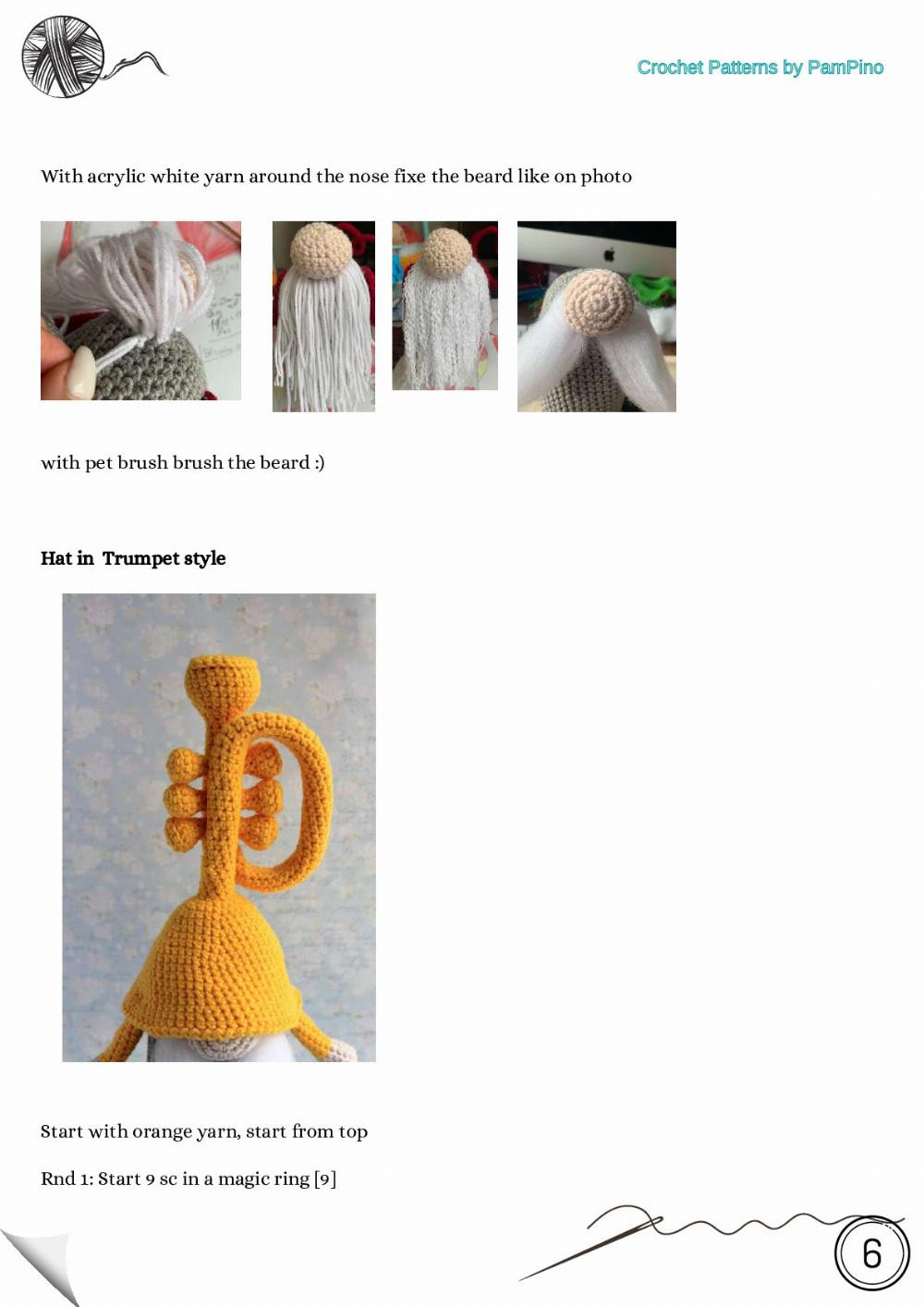 Trumpet gnome crochet pattern