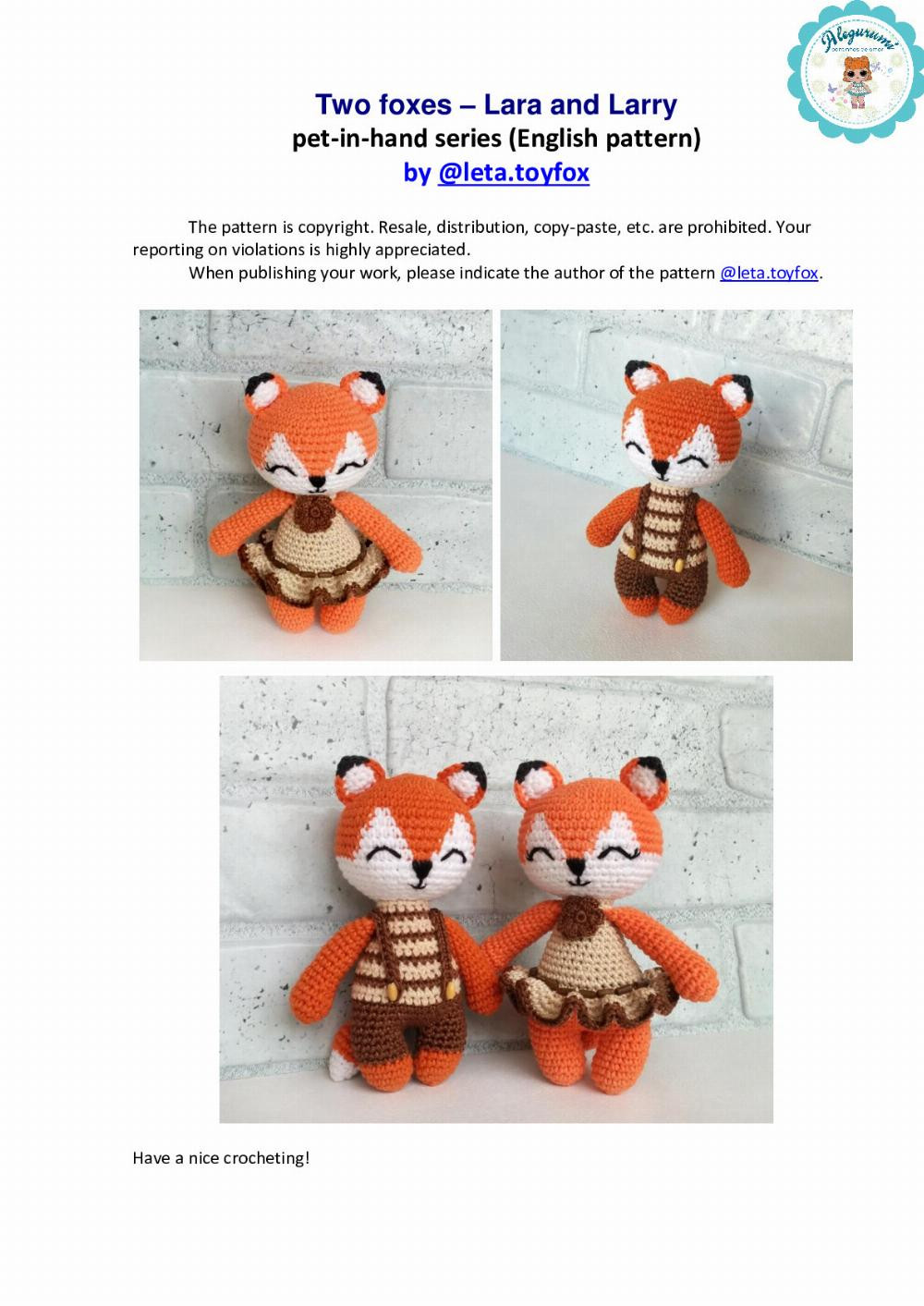 Two foxes – Lara and Larry crochet pattern