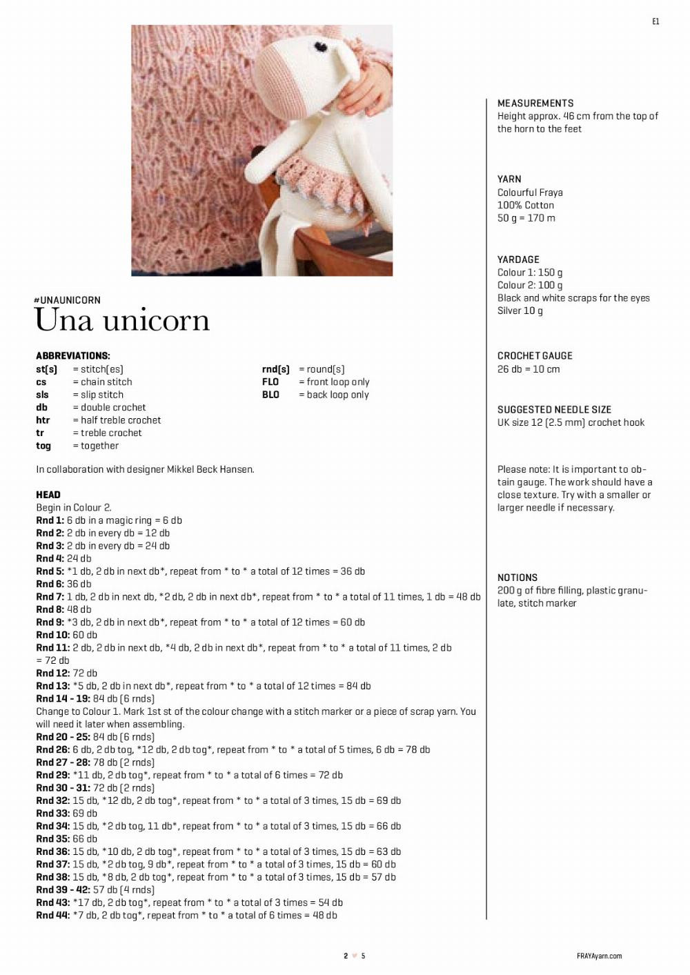 Una unicorn crochet pattern