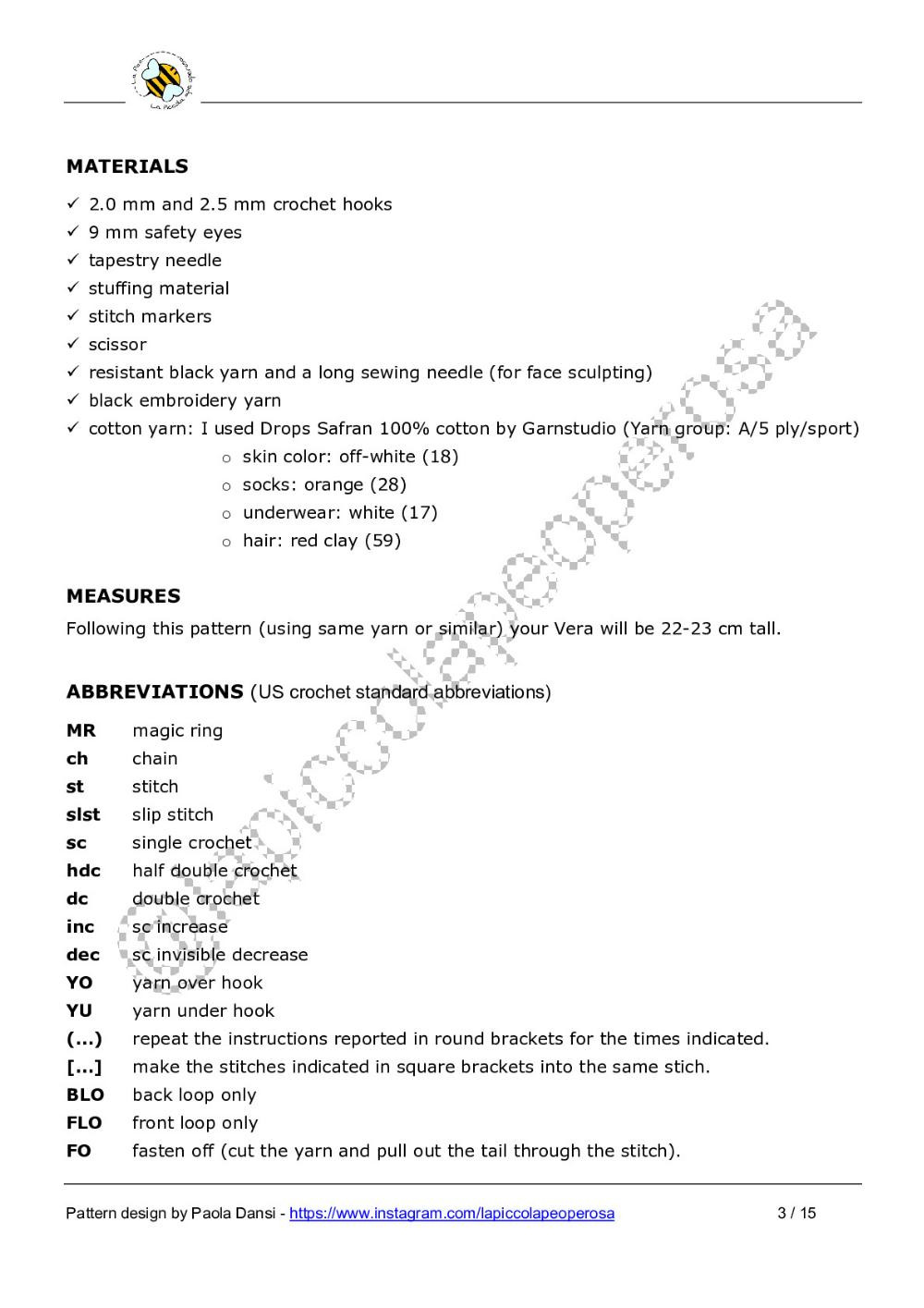 VERA body pattern Pattern