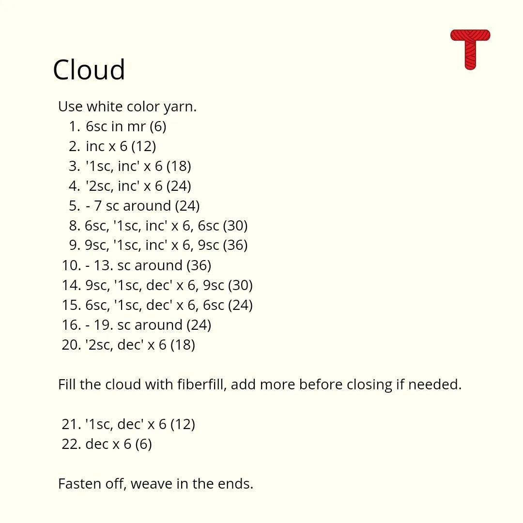 Waiting for the sunny days ☺️ make this cute cloud with our free pattern ☁️