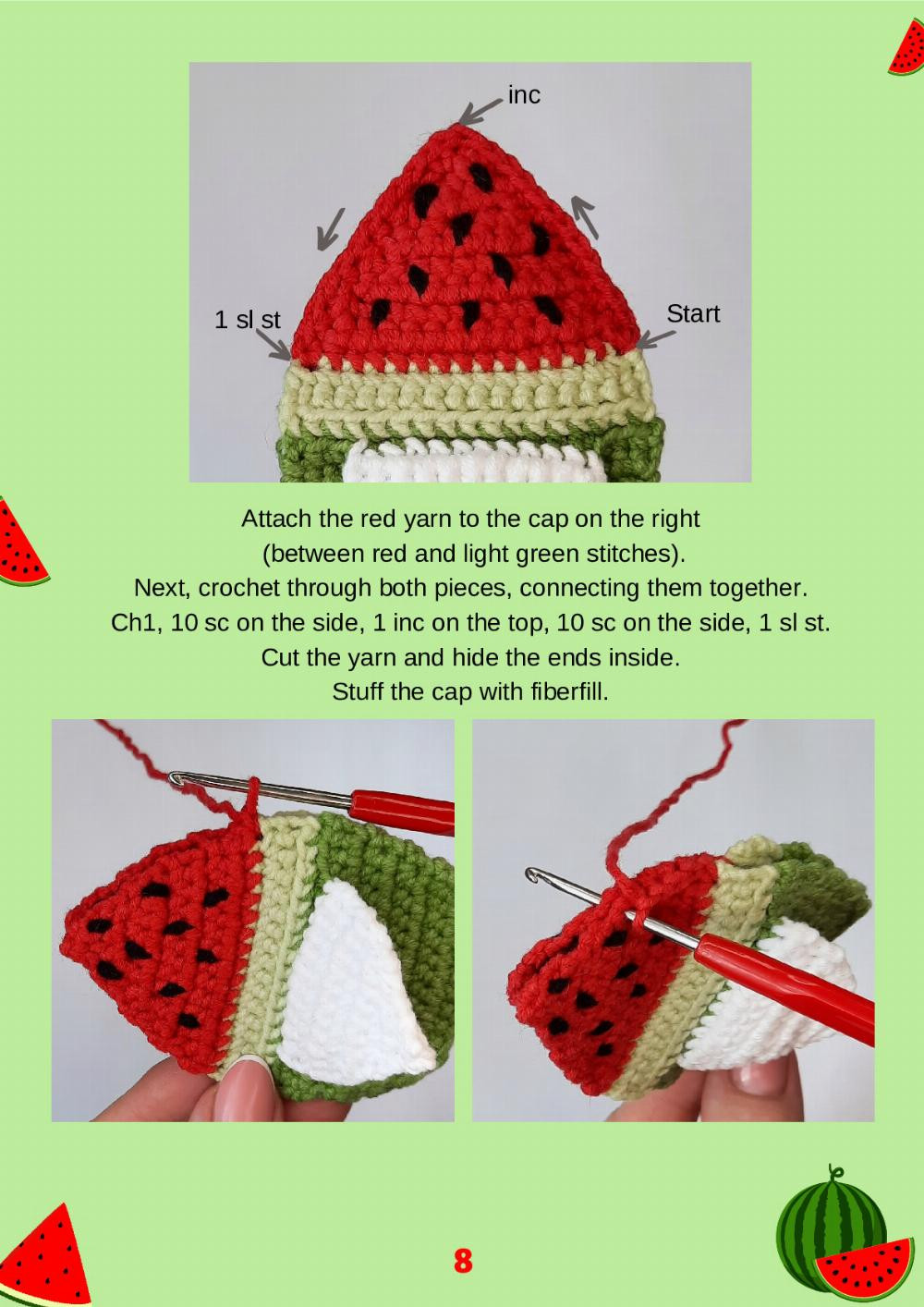 Watermelon gnome Crochet pattern