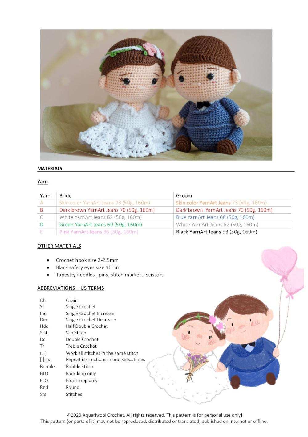 WEDDING COUPLE crochet pattern