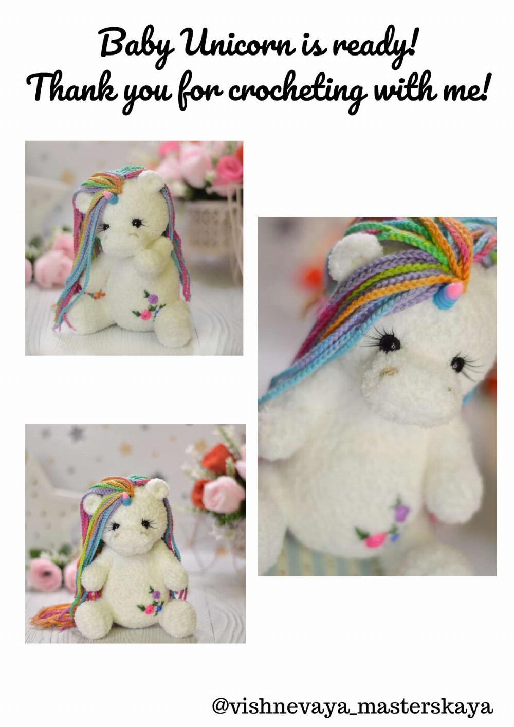 white Baby Unicorn Crochet Pattern