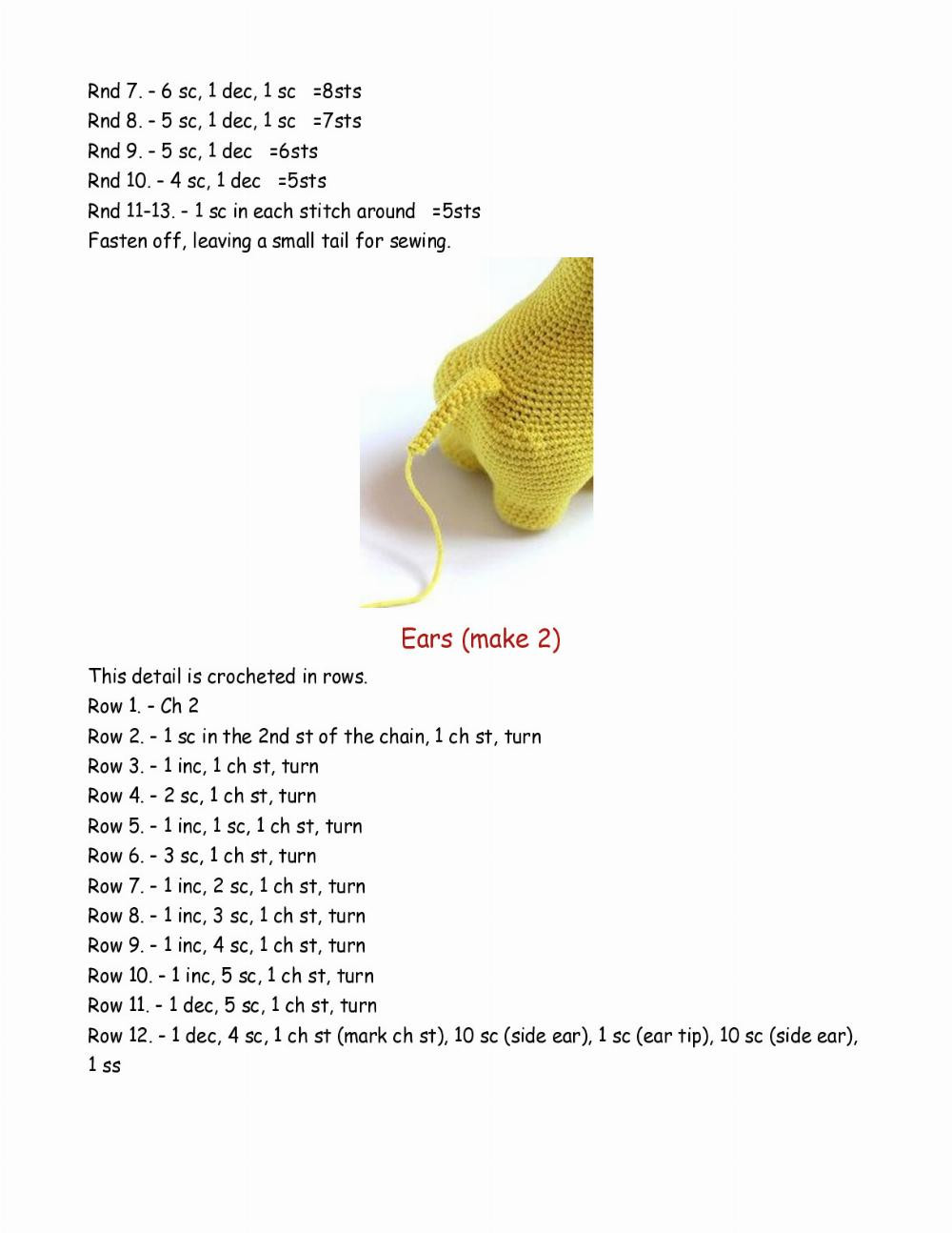 yellow Sunny giraffe crochet pattern