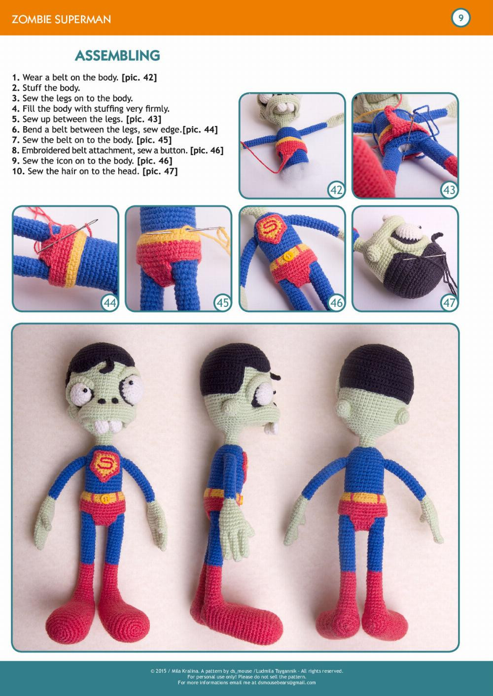 Zombie superman crochet pattern