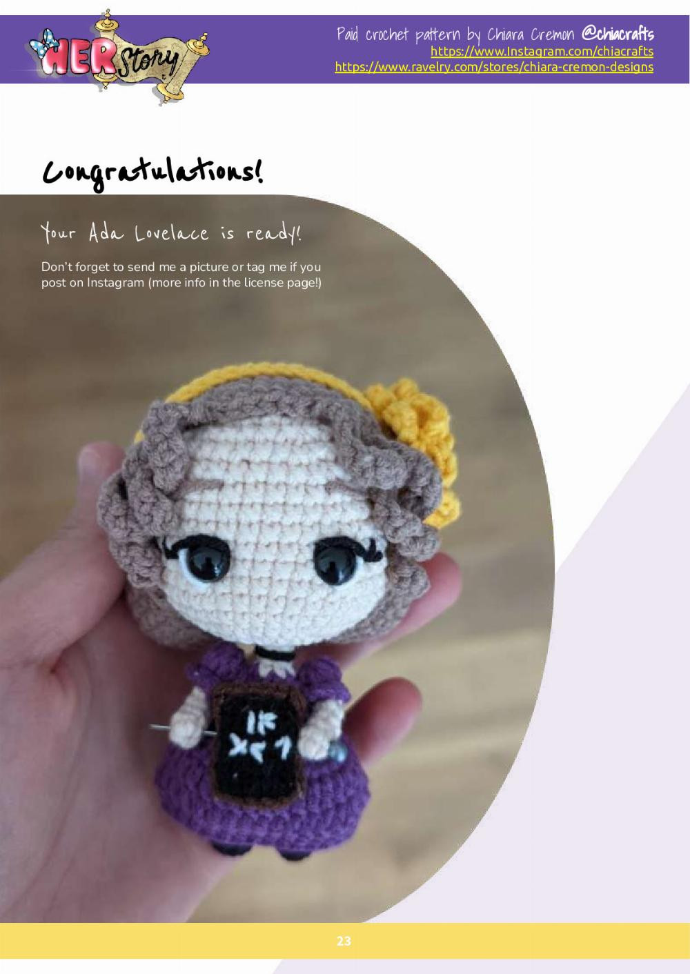 Ada Lovelace doll crochet pattern