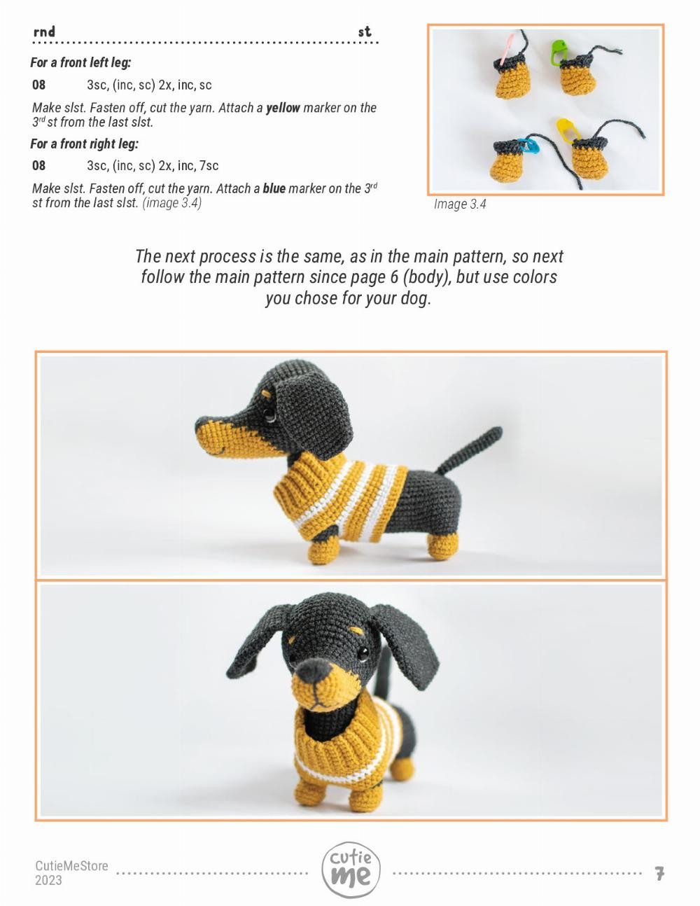 ADDITION TO THE PATTERN Yumi the Dachshund Bicolor black dog