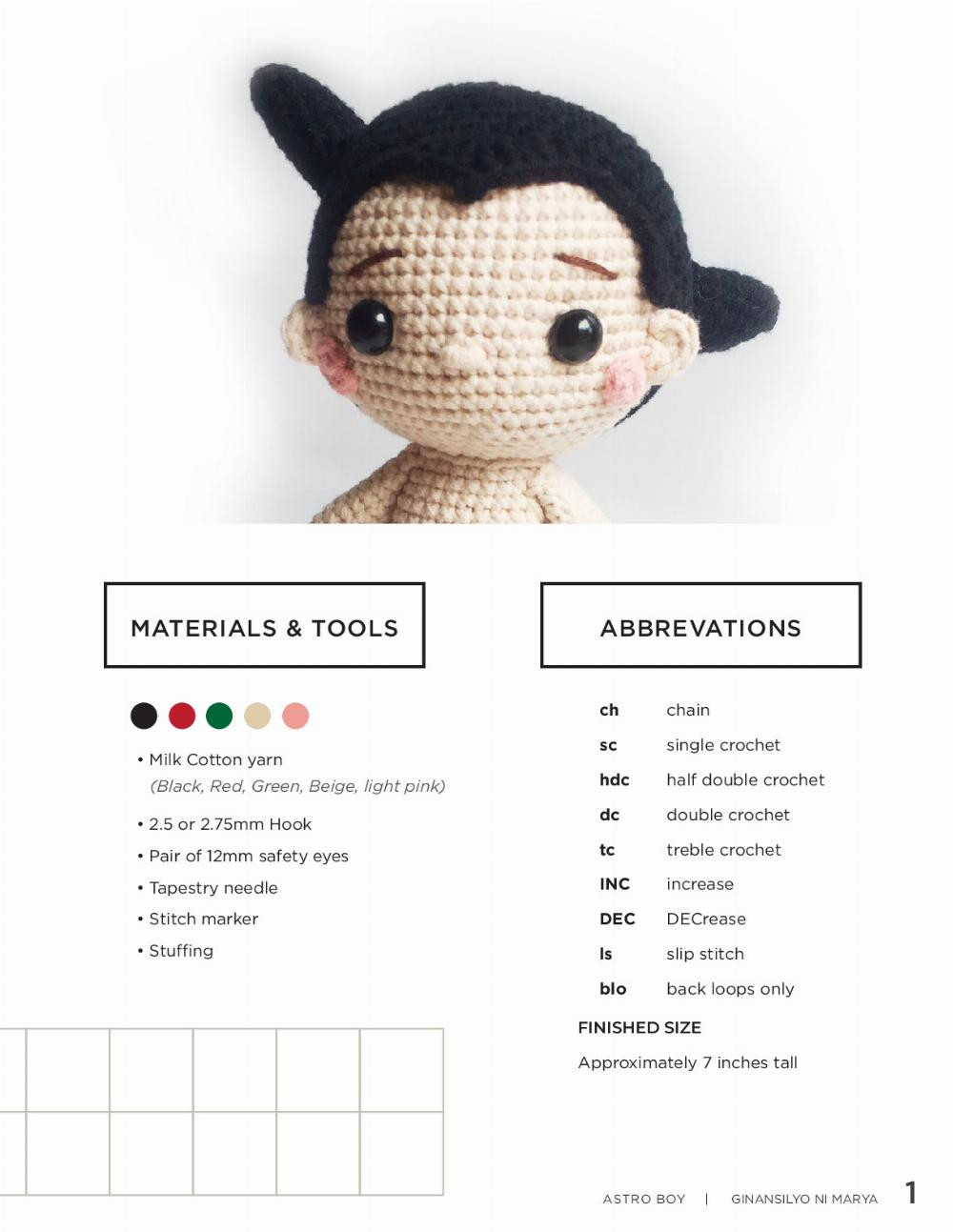 astroboy crochet pattern