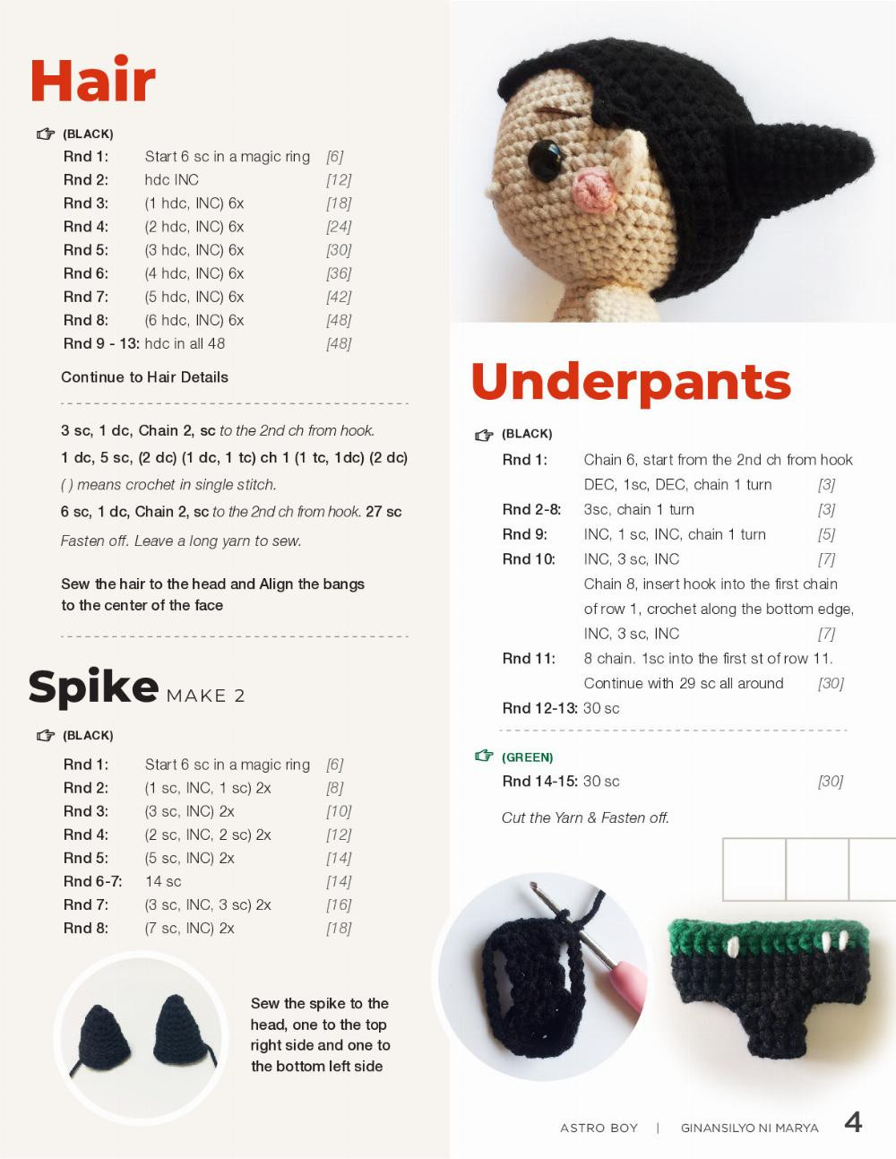 astroboy crochet pattern