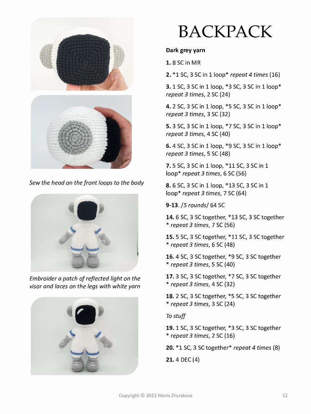 Astronaut amigurumi crochet pattern