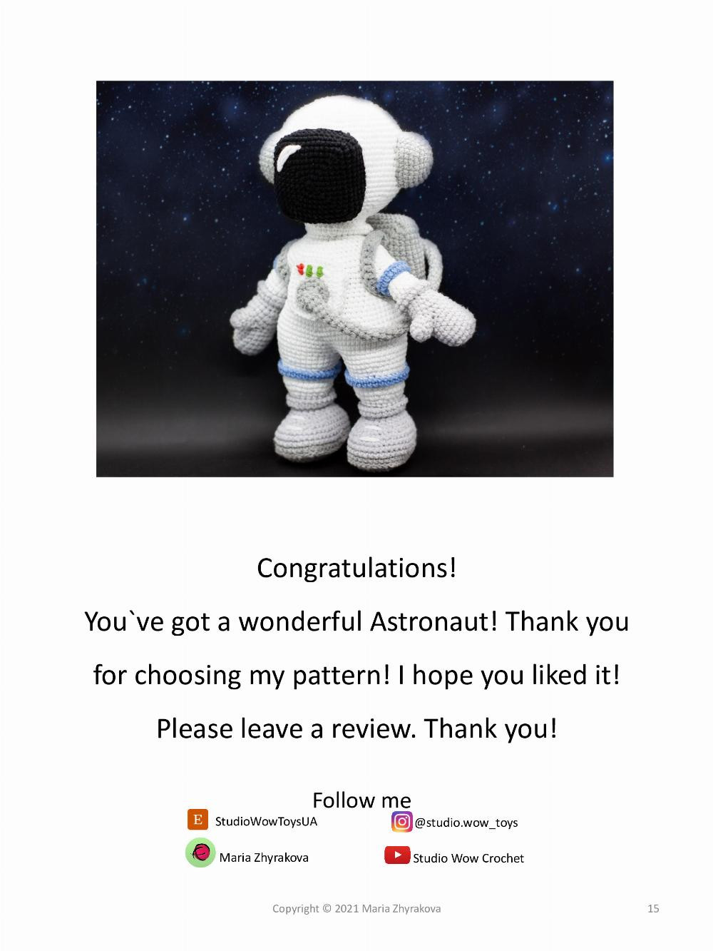 Astronaut amigurumi crochet pattern