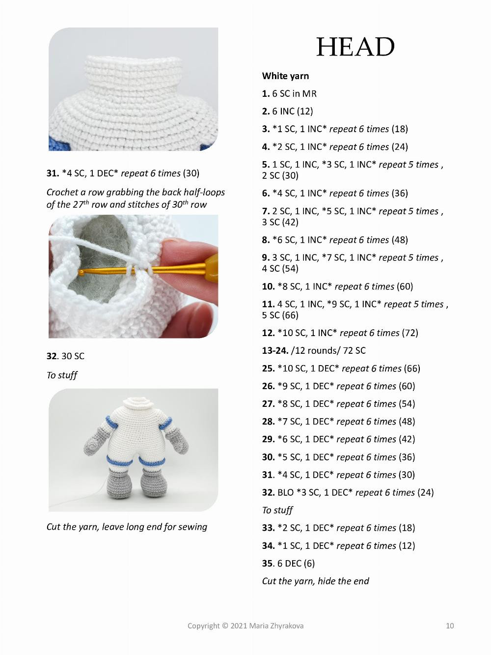 Astronaut amigurumi crochet pattern