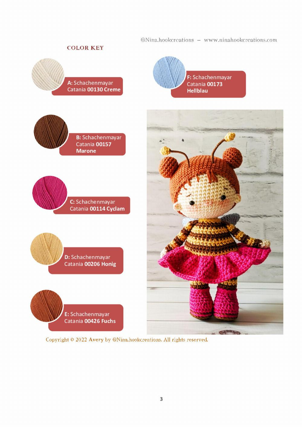 Avery doll bee crochet pattern