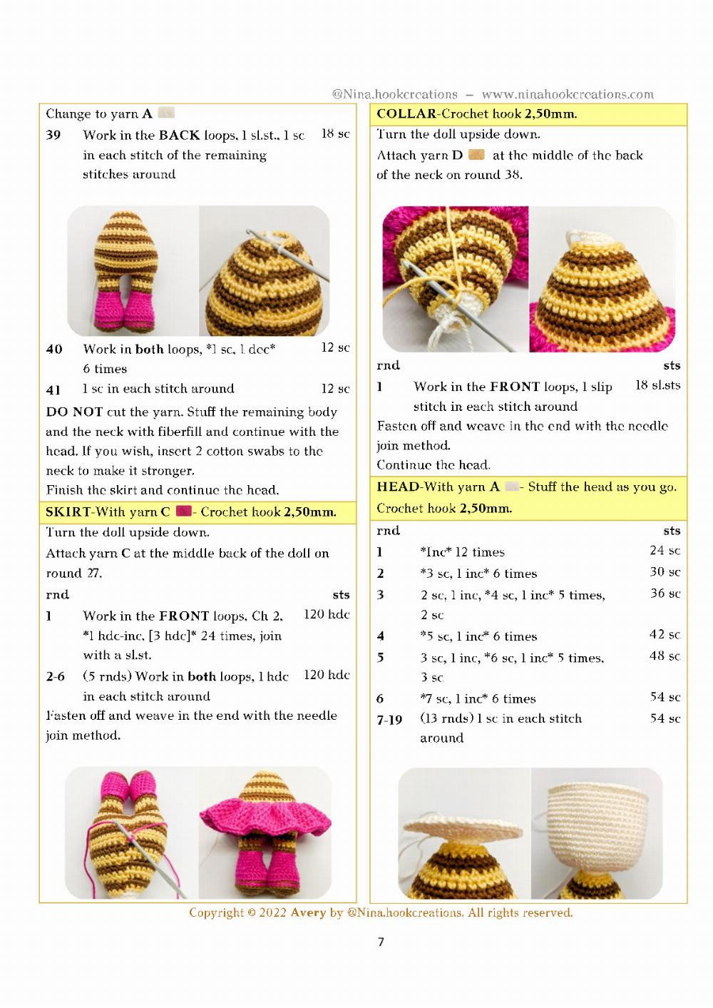 Avery doll bee crochet pattern