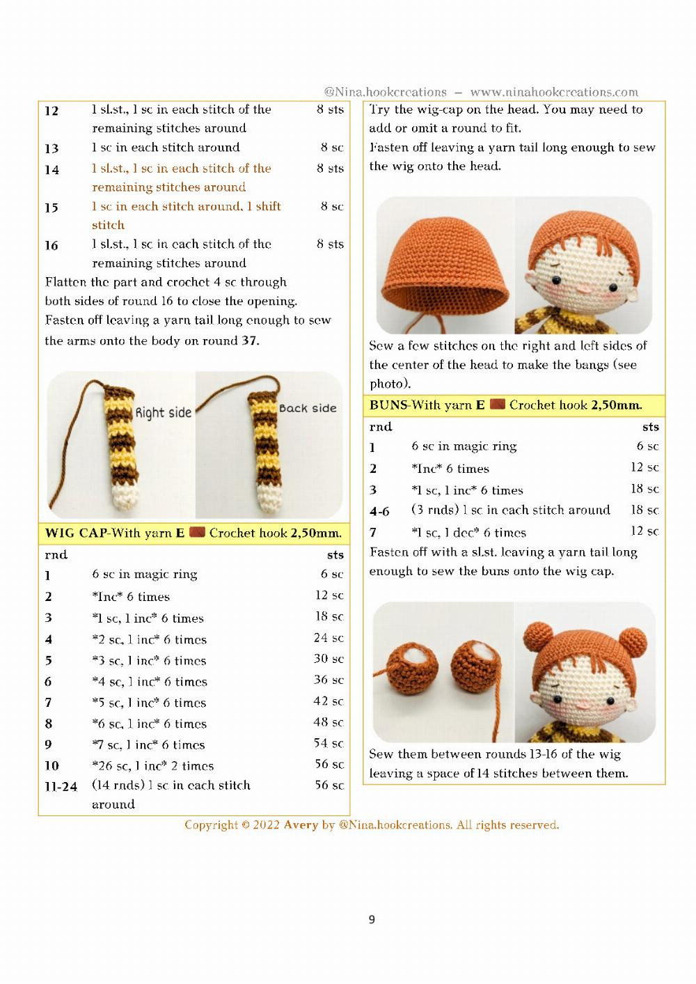 Avery doll bee crochet pattern