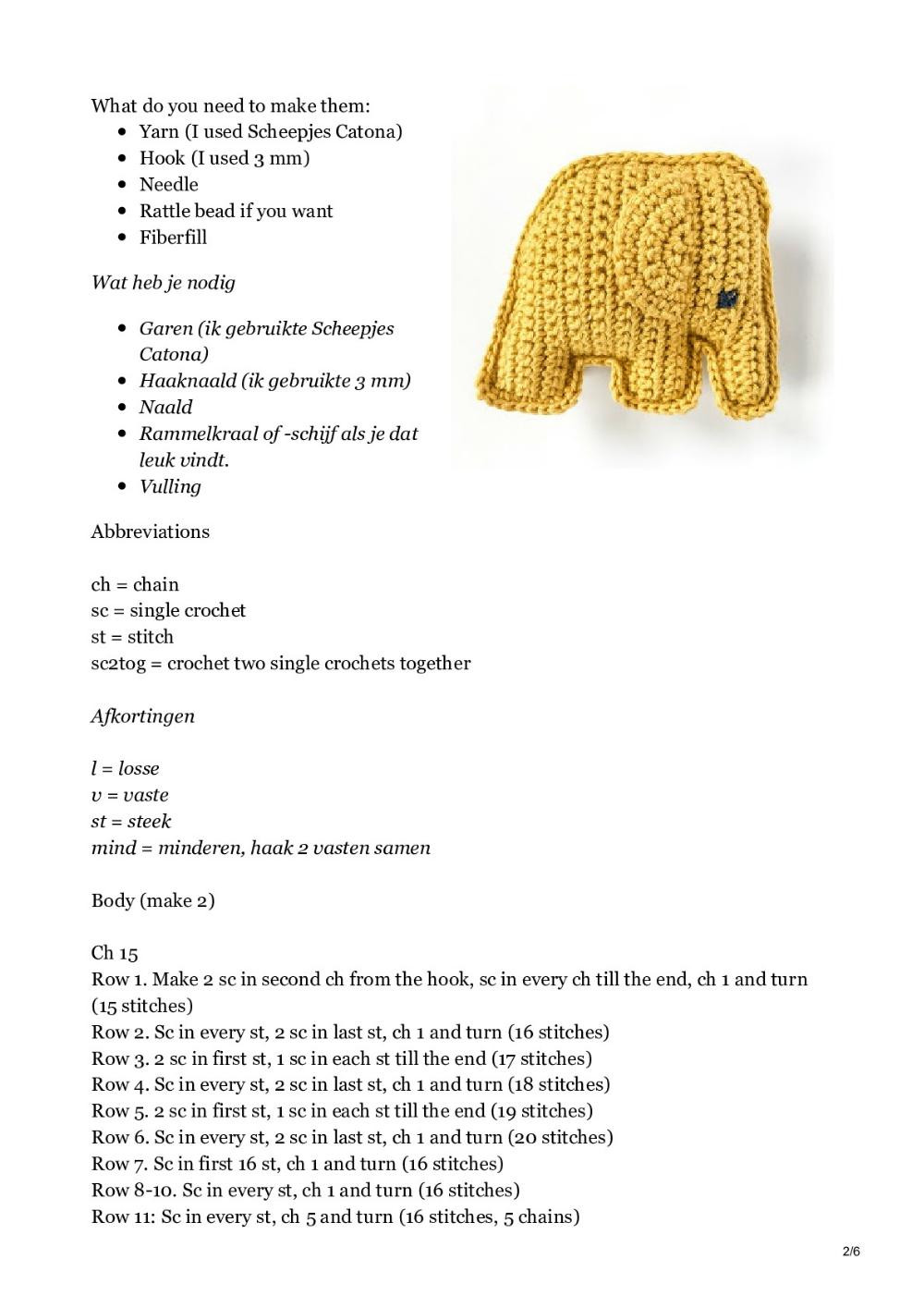 Baby elephants crochet pattern