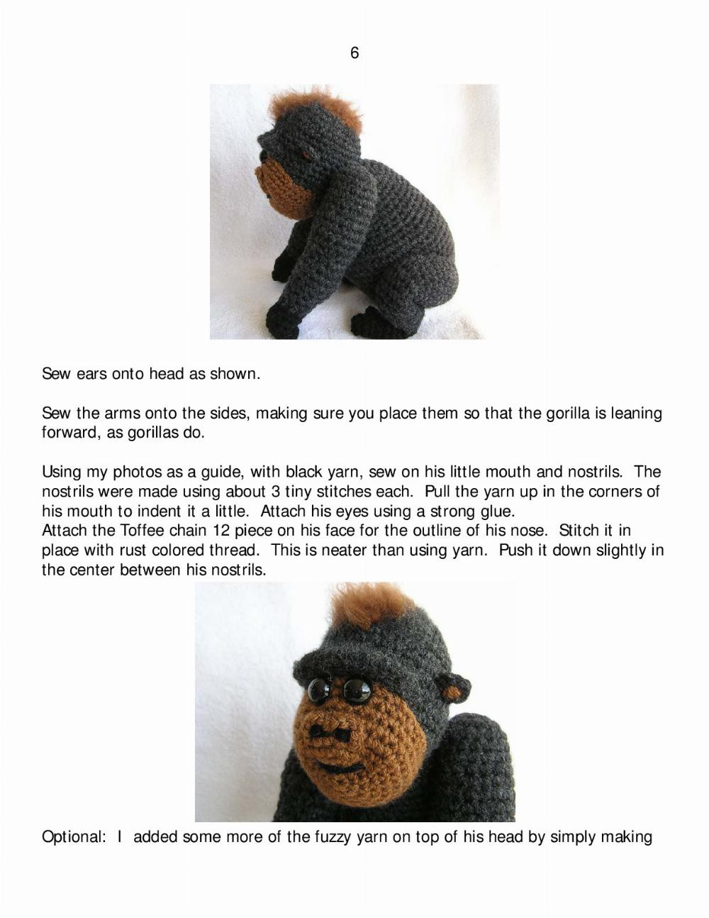 BABY GORILLA crochet pat tern