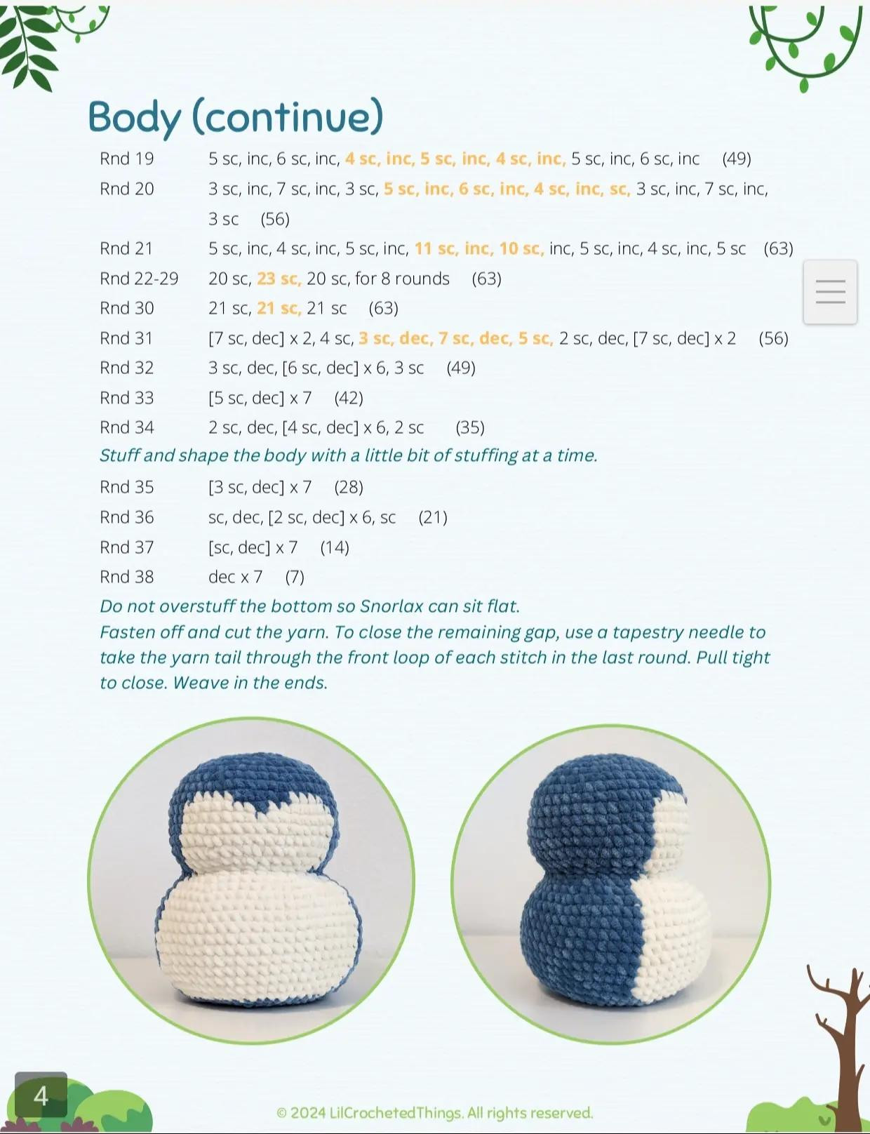 baby snorlax POKEMON amigurumi pattern