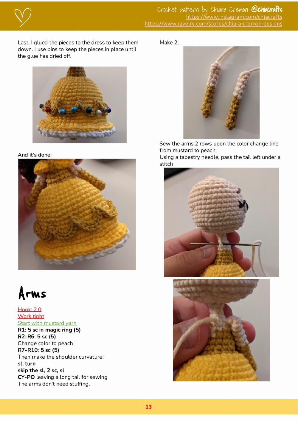 Belle doll Crochet Pattern