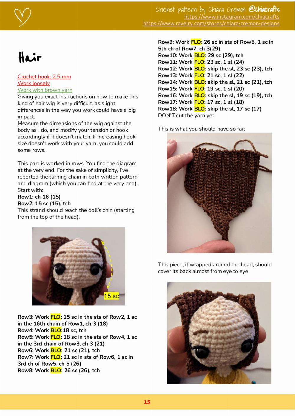 Belle doll Crochet Pattern