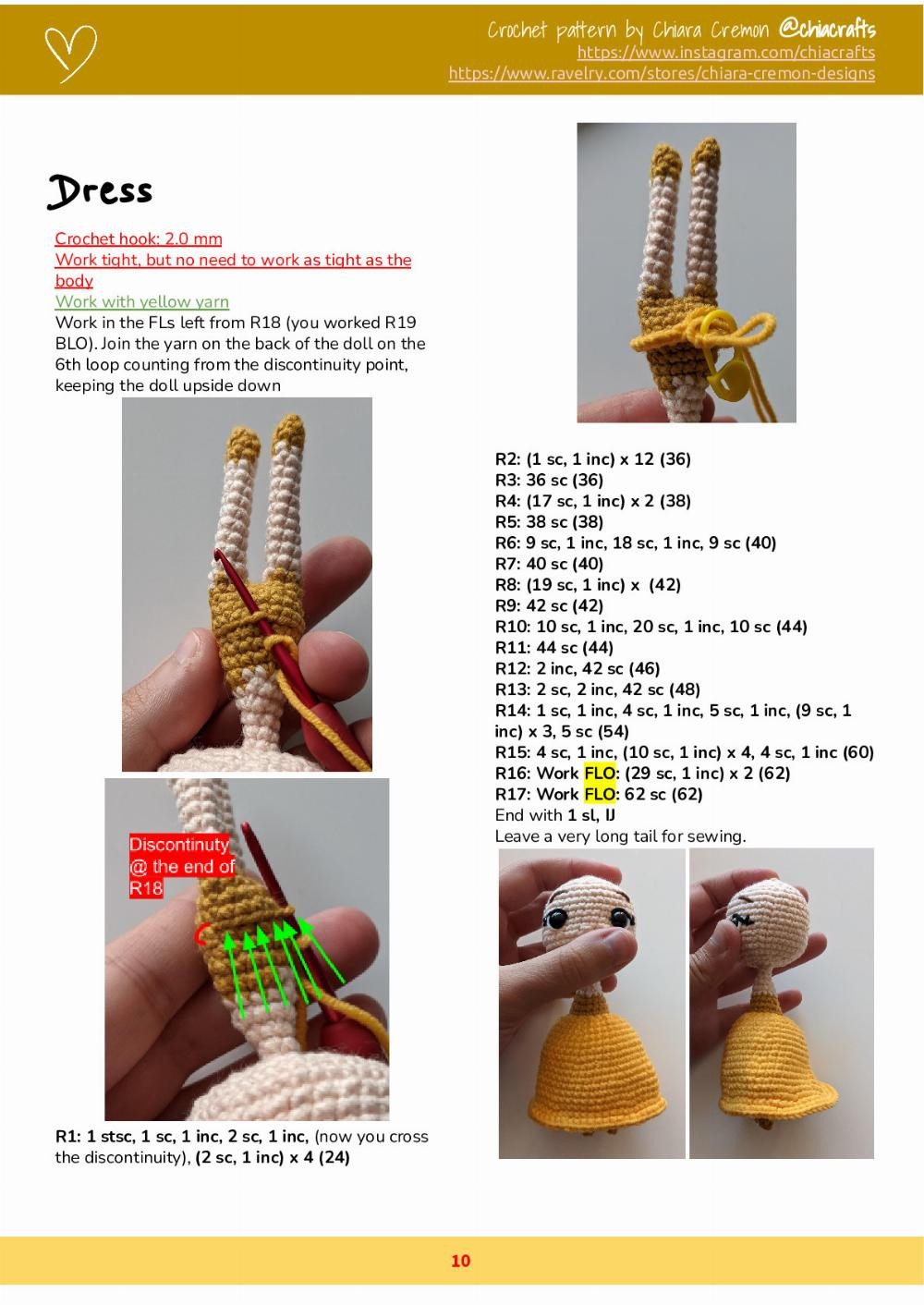 Belle doll Crochet Pattern