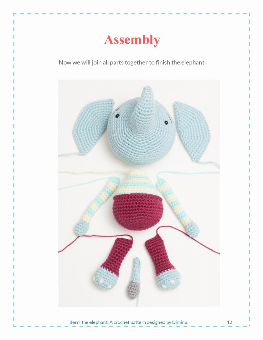 Berni the elephant A crochet pattern