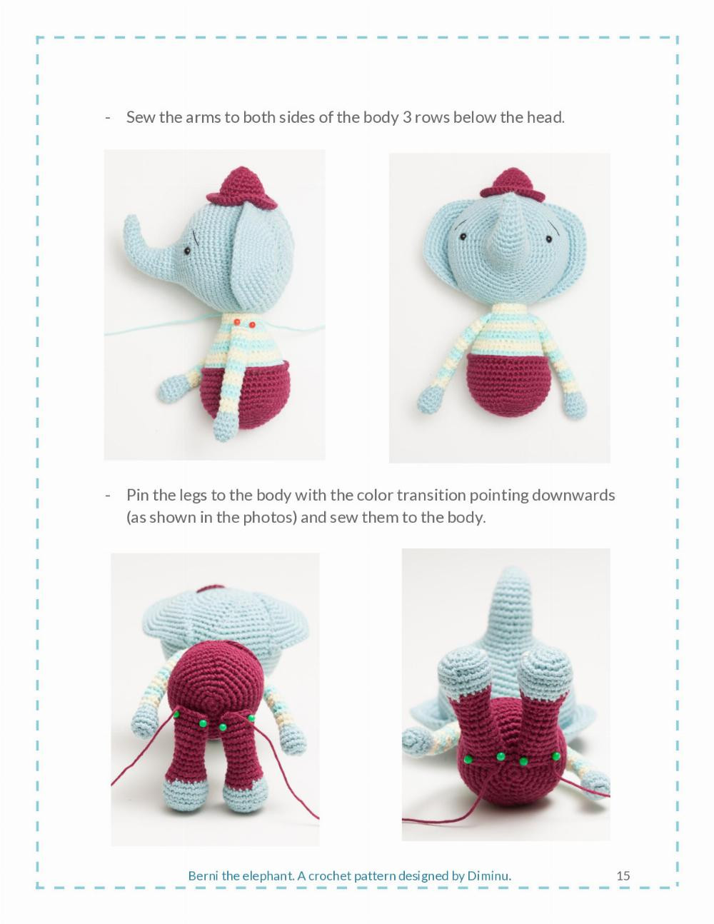 Berni the elephant A crochet pattern