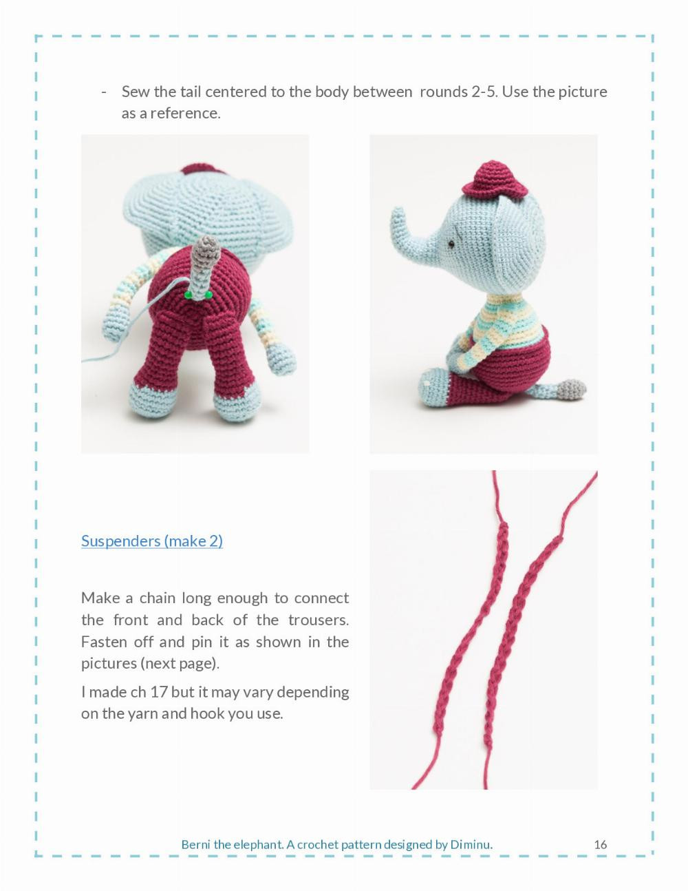 Berni the elephant A crochet pattern