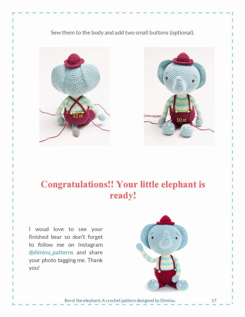 Berni the elephant A crochet pattern