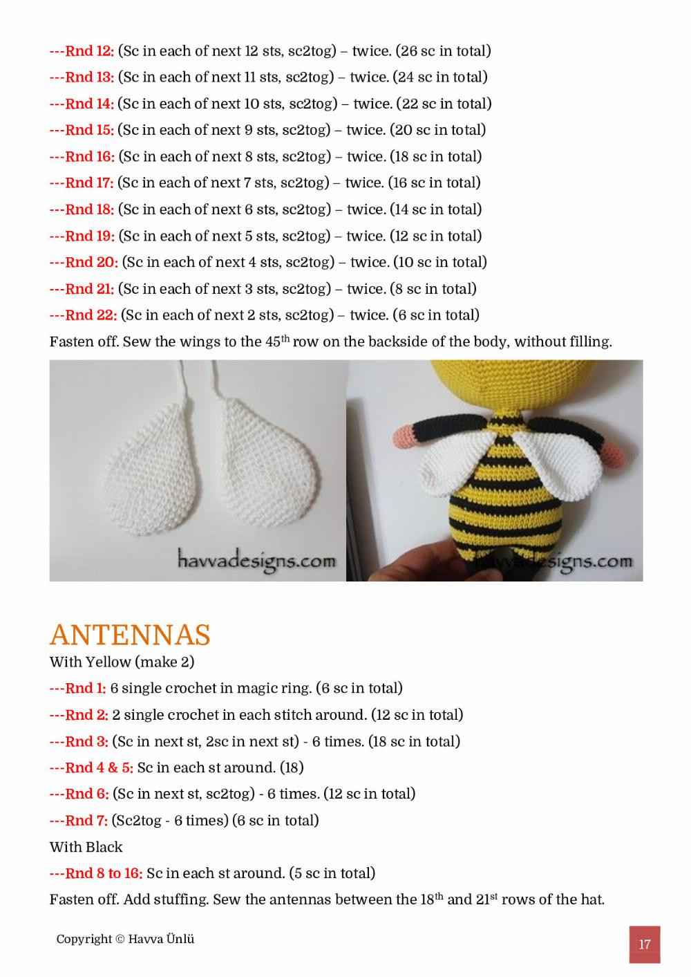 BONNIE BEE COSTUME Pattern