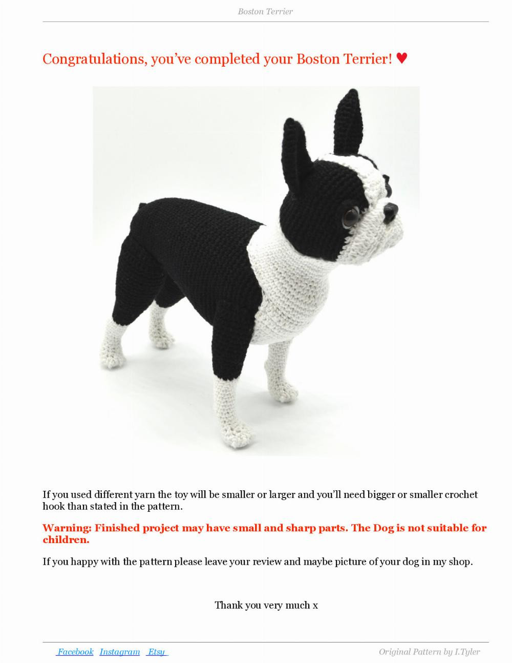 Boston Terrier crochet pattern