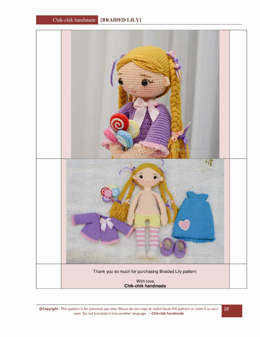 braided lily doll crochet pattern