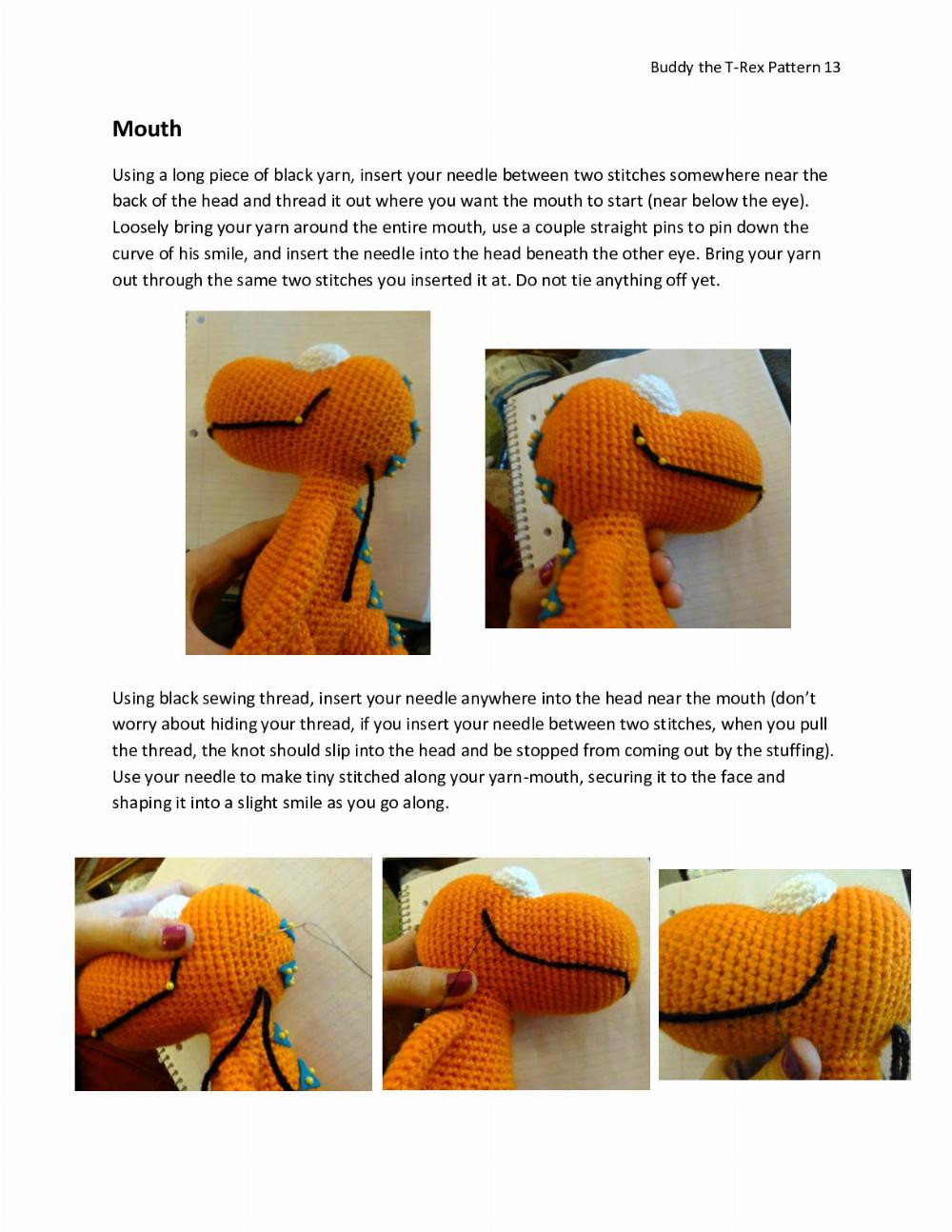 buddy the t-rex amigugumi pattern