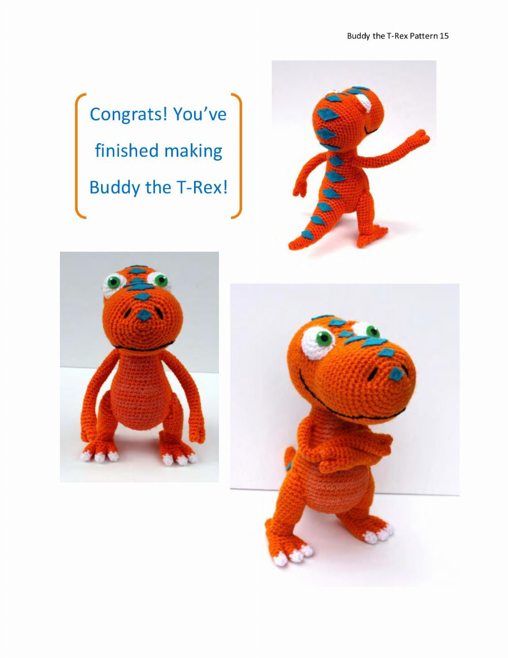 buddy the t-rex amigugumi pattern